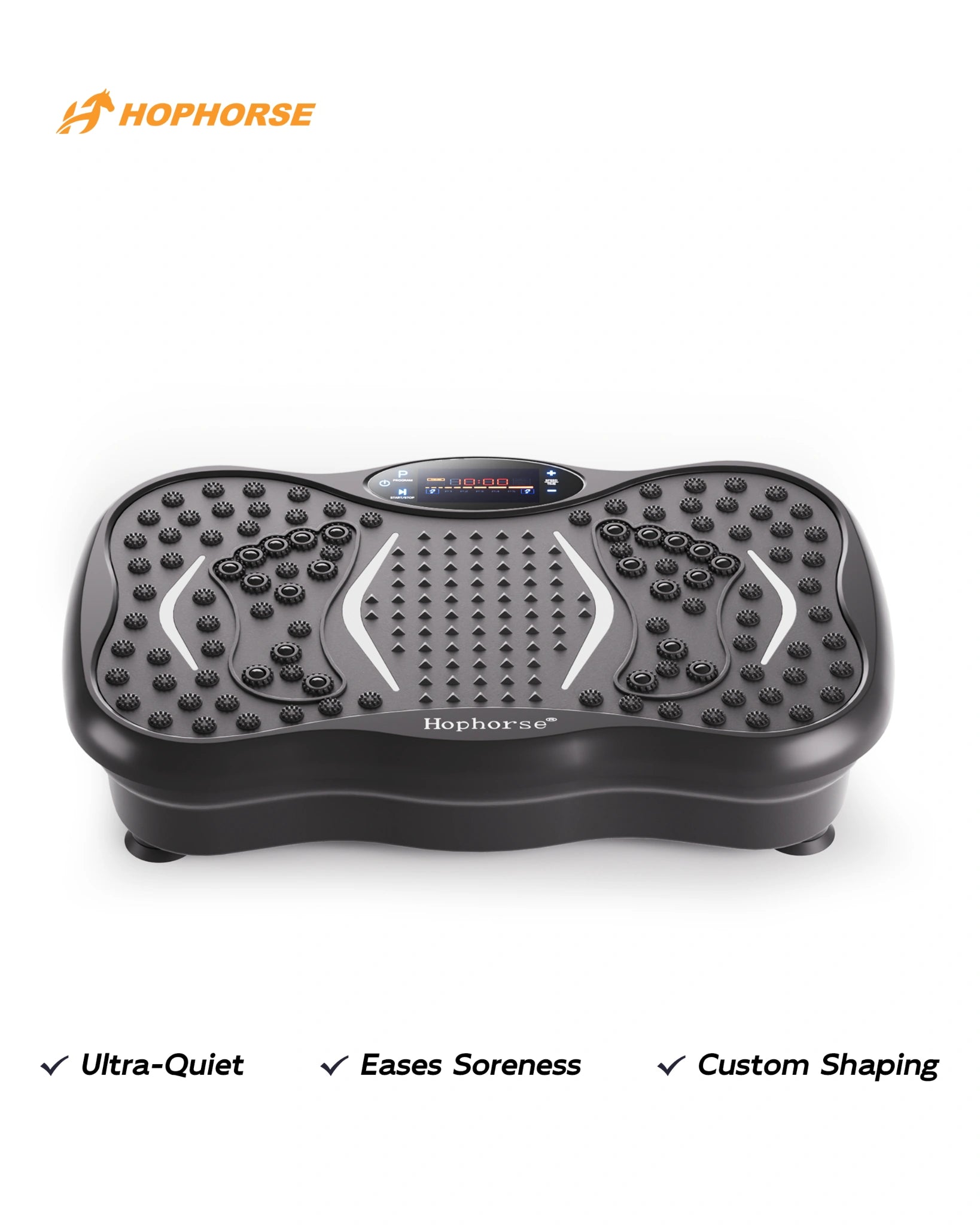 Hophorse Pro Max vibration plate in silver, front view for home workouts