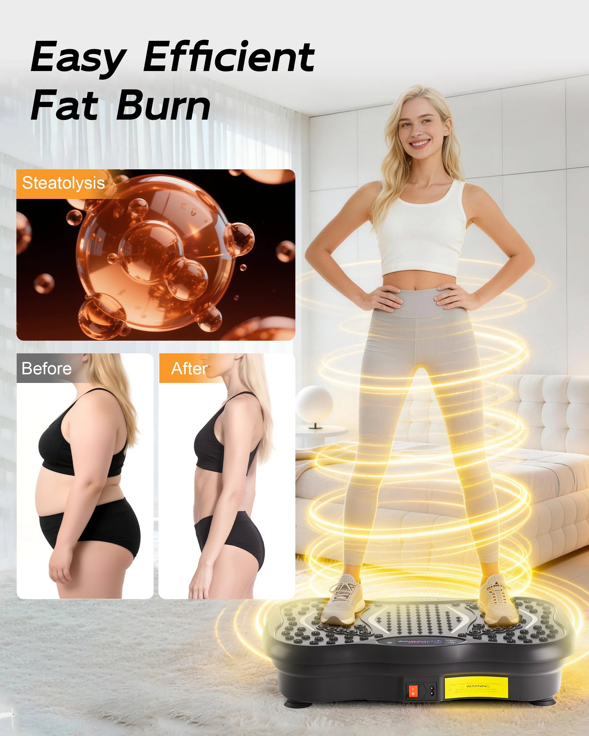 Hophorse Pro Max vibration plate in silver, front view for home workouts